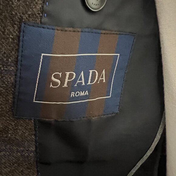 Spada Roma Mens Gray Plaid Wool Single Breasted Two Button Blazer Size 52 - Picture 7 of 7